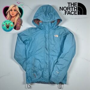 The North Face Hyvent Women's Small Aqua Blue Hooded Rain Jacket Waterproof Coat